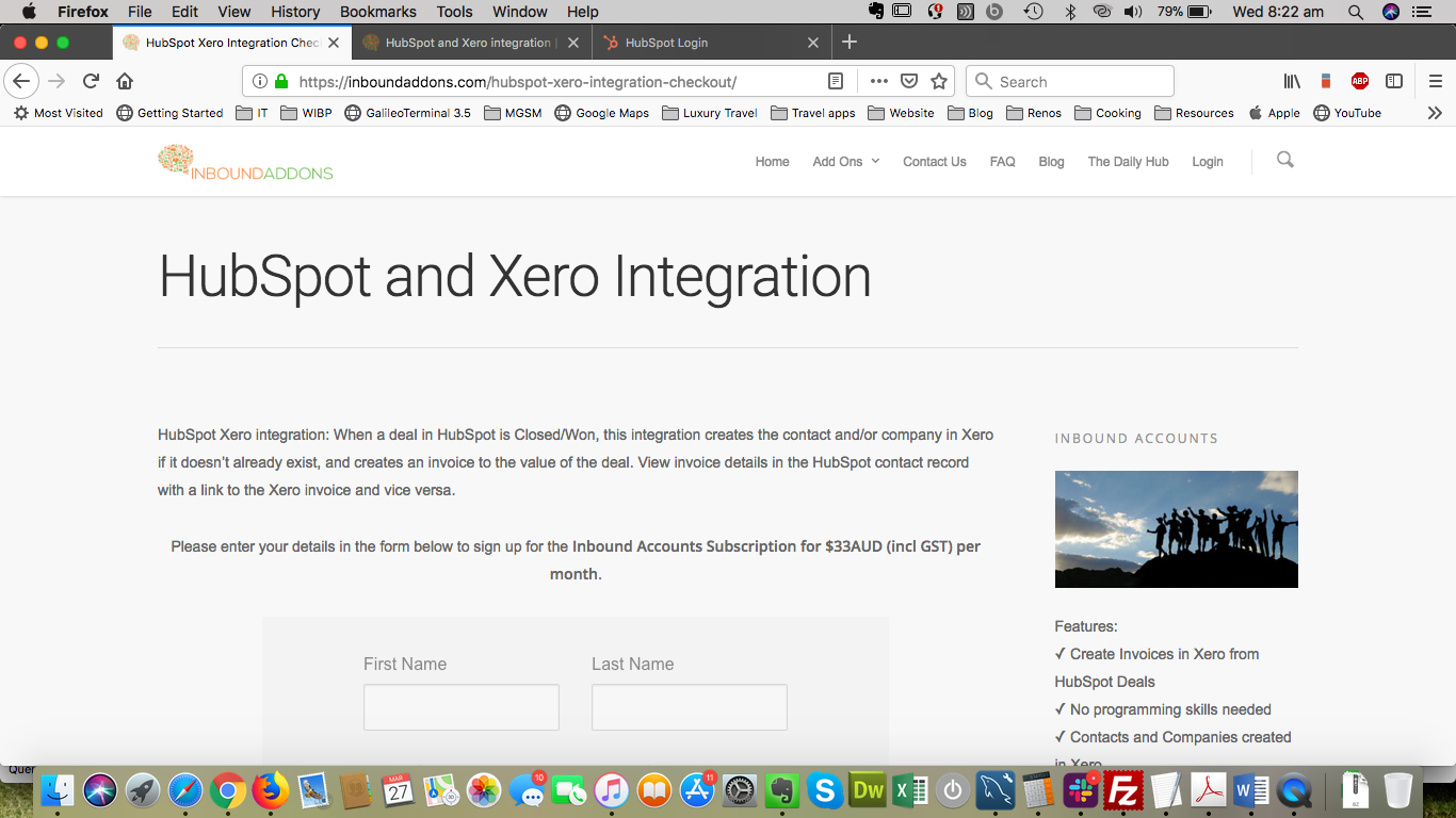 HubSpot Xero Subscription form